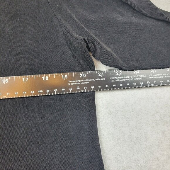 Chicos Travelers Cardigan Sz 3 Asymmetrical Hem Pullover Slinky Stretch Black - Picture 3 of 10